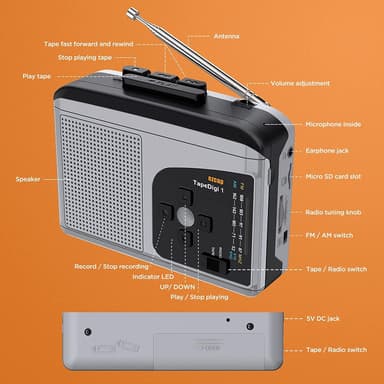 Ezcap-kasetista MP3-muuntimeksi digitaalinen kasettisoitin muuntaa nauhan MP3-muotoon MicroSD-kortille, tietokonetta ei tarvita