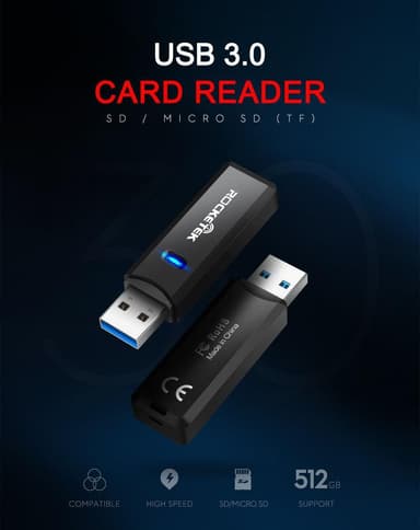 NÖRDIC USB 3.0 kortinlukija 2 korttipaikkaa SD, MicroSD UHS-I