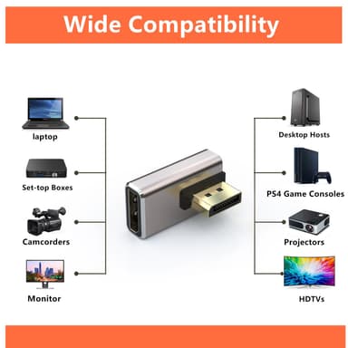 NÖRDIC Displayport-sovitin uros-naaras 8K60Hz 4K144/120/60Hz