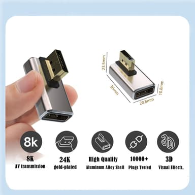 NÖRDIC Displayport-sovitin uros-naaras 8K60Hz 4K144/120/60Hz