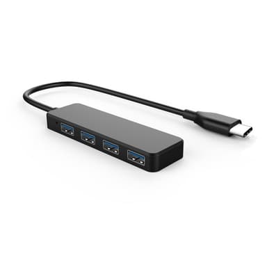 NÖRDIC USB C 3.1 4-porttinen 5 Gb/s keskitin, 17cm kaapeli, musta