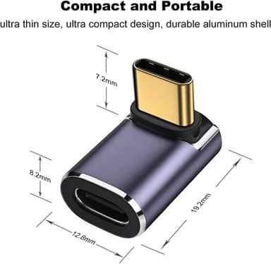 NÖRDIC USB4 kulmikas sovitin uros-naaras 40G 8K60Hz PD240W