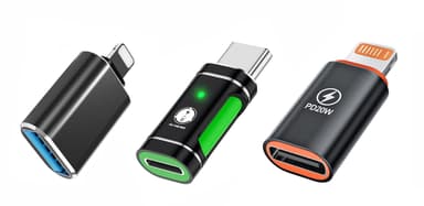 NÖRDIC non-MFI Lightning to USB-A/C sovitinsarja 3 kpl