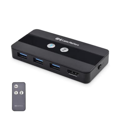 Cable Matters micro-USB 3.0 KVM -kytkin kahdelle tietokoneelle, joissa on HDMI ja 3x USB-A