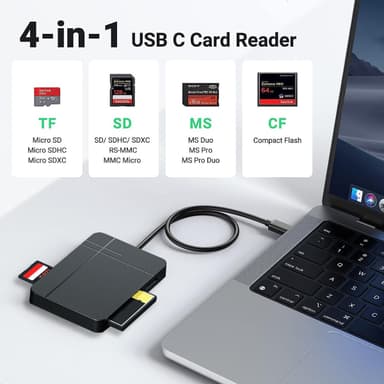 NÖRDIC USB-A 3.1, USB-C-kortinlukija 4 Slot CF, SD 4.0, MicroSD 4.0, MS UHS-II