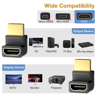 NÖRDIC kulmikas HDMI 2.1 -sovitin 8K60Hz 4K120Hz HDR