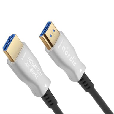 NÖRDIC 10 m aktiivinen AOC kuituoptinen HDMI 2.0, 4K 60 Hz, 18 Gb/s, EDID CEC HDR ARC Dolby DTS-HD