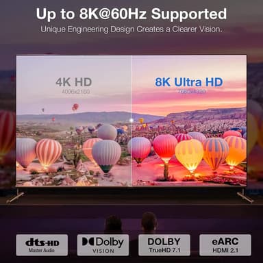 NÖRDIC kulmikas HDMI 2.1 -sovitin 8K60Hz 4K120Hz HDR