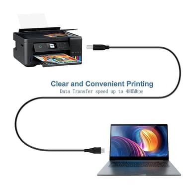 NÖRDIC USB 3.1 -kaapeli USB C–USB B 5 Gbps 1m USB-tulostinkaapeli