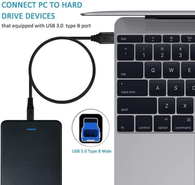 NÖRDIC USB 3.1 -kaapeli USB C–USB B 5 Gbps 1m USB-tulostinkaapeli
