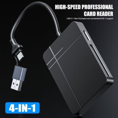 NÖRDIC USB-A 3.1, USB-C-kortinlukija 4 Slot CF, SD 4.0, MicroSD 4.0, MS UHS-II
