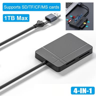 NÖRDIC USB-A 3.1, USB-C-kortinlukija 4 Slot CF, SD 4.0, MicroSD 4.0, MS UHS-II