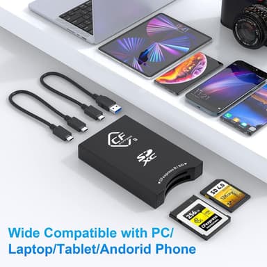 NÖRDIC USB-A, USB-C kortinlukija 2 paikkaa CFexpress Type B SD 4.0 UHS-II