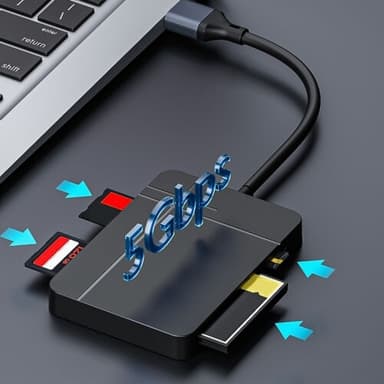 NÖRDIC USB-A 3.1, USB-C-kortinlukija 4 Slot CF, SD 4.0, MicroSD 4.0, MS UHS-II