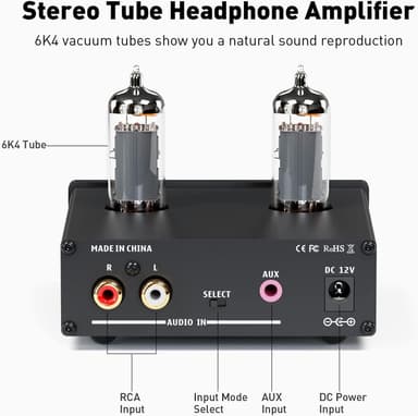 Fosi Audio P2 kuulokevahvistin Tyhjiöputki kuulokevahvistin Mini Hi-Fi Stereo Audio