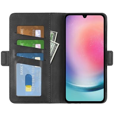 SKALO Samsung A16 Premium Wallet Lompakkokotelo - Musta