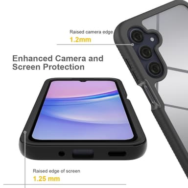 SKALO Samsung A16 Iskunkestävä Clear Hybrid Suojakuori + suojakalvo - Musta