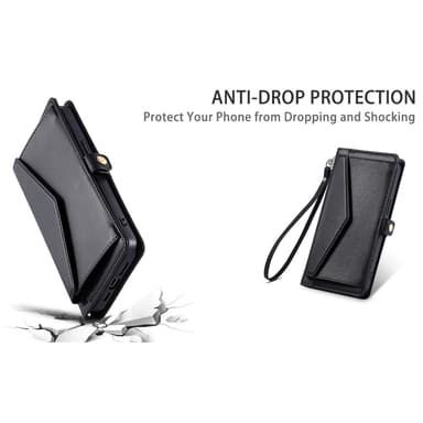 SKALO Samsung A16 PU-Nahkakotelo Lompakkokotelo - Musta