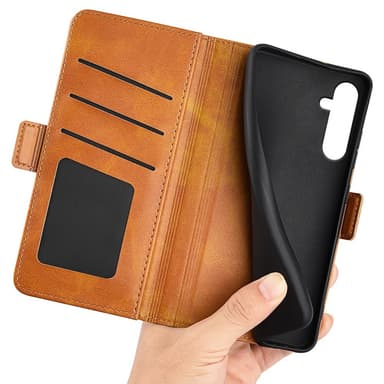 SKALO Samsung A16 Premium Wallet Lompakkokotelo - Ruskea