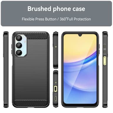 SKALO Samsung A16 Armor Carbon Iskunkestävä TPU suojakuori - Musta