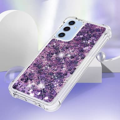 SKALO Samsung A16 Juoksuhiekka Glitter Sydämet TPU kuori - Violetti