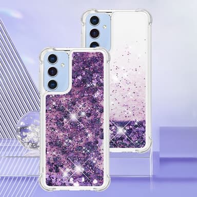 SKALO Samsung A16 Juoksuhiekka Glitter Sydämet TPU kuori - Violetti