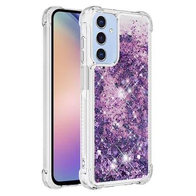 SKALO Samsung A16 Juoksuhiekka Glitter Sydämet TPU kuori - Violetti
