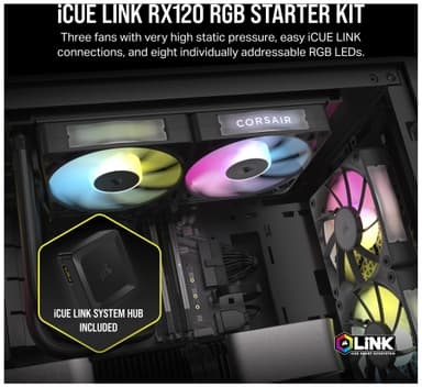 Corsair iCUE LINK RX120 RGB 120 mm PWM tuuletin aloituspakkaus (3 kpl)