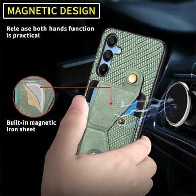 SKALO Samsung A16 SKALO Samsung A16 Carbon Fiber Suojakuori  korttipidike - Musta