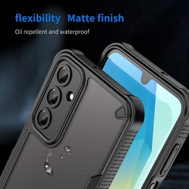 SKALO Samsung A16 Armor Hybrid Frosted Suojakuori - Musta