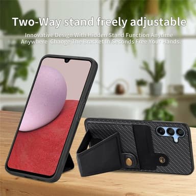 SKALO Samsung A16 SKALO Samsung A16 Carbon Fiber Suojakuori  korttipidike - Musta