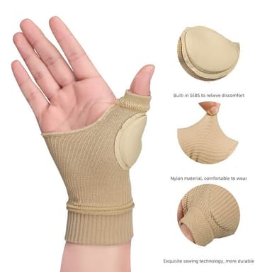 Rannetta ja peukaloita tukevat puristuskäsineet 1 pari Beige