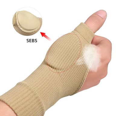 Rannetta ja peukaloita tukevat puristuskäsineet 1 pari Beige
