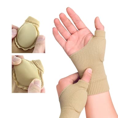 Rannetta ja peukaloita tukevat puristuskäsineet 1 pari Beige