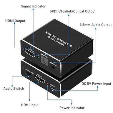 HDMI Audio Extractor -video-/äänijakaja 3D 4K