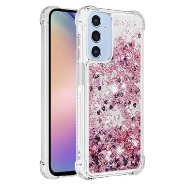 SKALO Samsung A16 Juoksuhiekka Glitter Sydämet TPU kuori - Ruusukulta