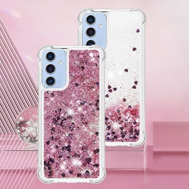 SKALO Samsung A16 Juoksuhiekka Glitter Sydämet TPU kuori - Ruusukulta