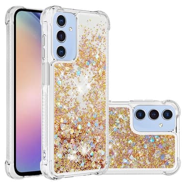 SKALO Samsung A16 Juoksuhiekka Glitter Sydämet TPU kuori - Kulta