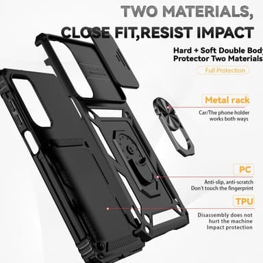 SKALO Samsung A16 Armor hybridi metallirengas kameran liukusäädin - Musta