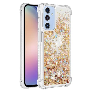 SKALO Samsung A16 Juoksuhiekka Glitter Sydämet TPU kuori - Kulta