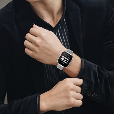 Ruostumattomasta teräksestä valmistettu rannekello Huawei GT2/3/Huami/Samsung 22mm Hopea