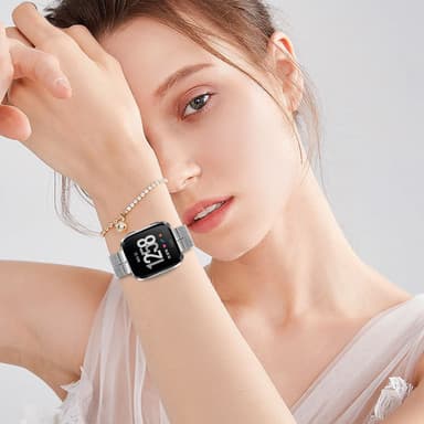 Ruostumattomasta teräksestä valmistettu rannekello Huawei GT2/3/Huami/Samsung 22mm Hopea