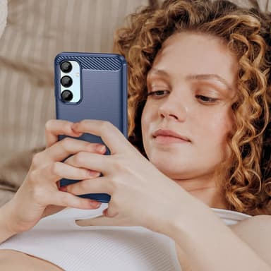 SKALO Samsung A16 Armor Carbon Iskunkestävä TPU suojakuori - Sininen