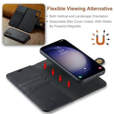 DG MING Samsung A16 2-in-1 magneetti lompakkokotelo - Musta