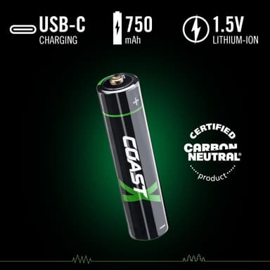 Coast ZXAAA Zithion-X USB-C ladattavat litiumparistot (4 kpl)