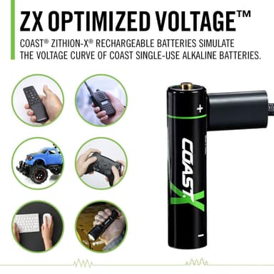Coast ZXAAA Zithion-X USB-C ladattavat litiumparistot (4 kpl)
