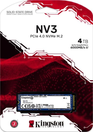 Kingston NV3 M.2 NVMe Gen 4 sisäinen SSD muisti (4 TB)