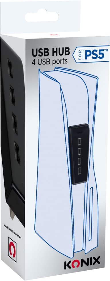 Konix PS5 USB hubi (musta)