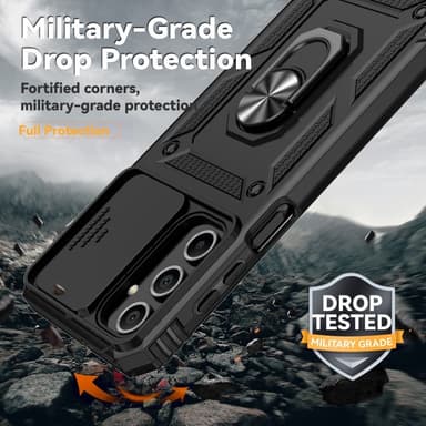 SKALO Samsung A16 Armor hybridi metallirengas kameran liukusäädin - Musta