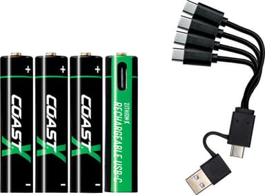 Coast ZXAAA Zithion-X USB-C ladattavat litiumparistot (4 kpl)